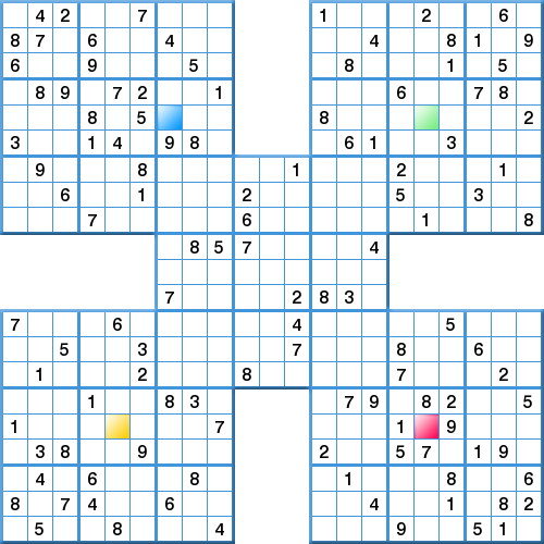 Prize Samurai Sudoku - Competition - Very hard